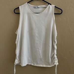 White House Black Market Women’s White Side Drawstring Workout Tank Top